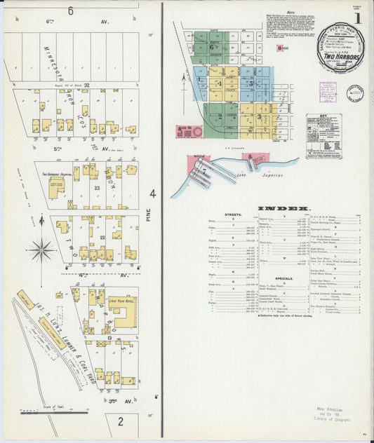 Sanborn Fire Insurance Map from Two Harbors, Lake County, Minnesota (1901), Sheet #0001 - Historic Sanborn Fire Insurance Map Print, vintage old map wall art, antique decor, genealogy gift, Minnesota Minnesota map