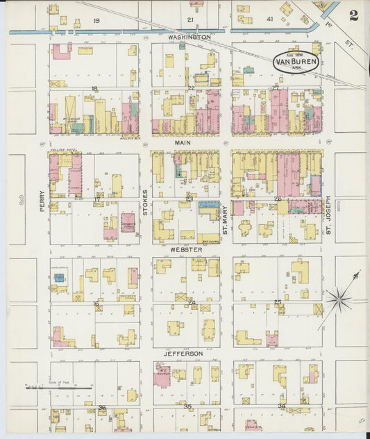 Sanborn Fire Insurance Map from Van Buren, Crawford County, Arkansas (1892), Sheet #0002 - Historic Sanborn Fire Insurance Map Print, vintage old map wall art, antique decor, genealogy gift, Arkansas Arkansas map