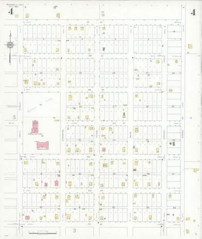 Sanborn Fire Insurance Map from O'Donnell, Lynn And Dawson Counties, Texas (1935), Sheet #0004 - Historic Sanborn Fire Insurance Map Print, vintage old map wall art, antique decor, genealogy gift, Texas Texas map