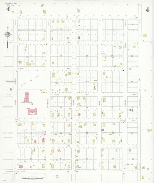 Sanborn Fire Insurance Map from O'Donnell, Lynn And Dawson Counties, Texas (1935), Sheet #0004 - Historic Sanborn Fire Insurance Map Print, vintage old map wall art, antique decor, genealogy gift, Texas Texas map