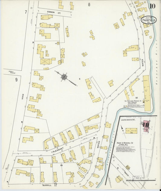 Sanborn Fire Insurance Map from Fairfield, Somerset County, Maine (1911), Sheet #0010 - Historic Sanborn Fire Insurance Map Print, vintage old map wall art, antique decor, genealogy gift, Maine Maine map