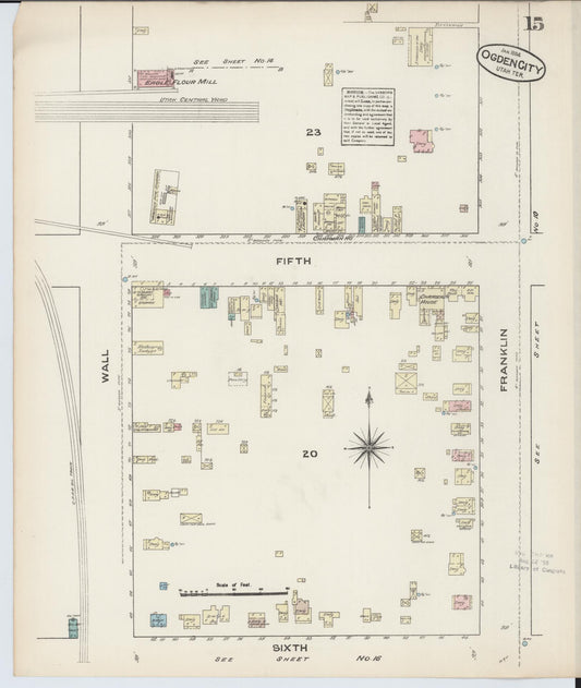 Sanborn Fire Insurance Map from Ogden, Weber County, Utah (1884), Sheet #0015 - Historic Sanborn Fire Insurance Map Print, vintage old map wall art, antique decor, genealogy gift, Utah Utah map