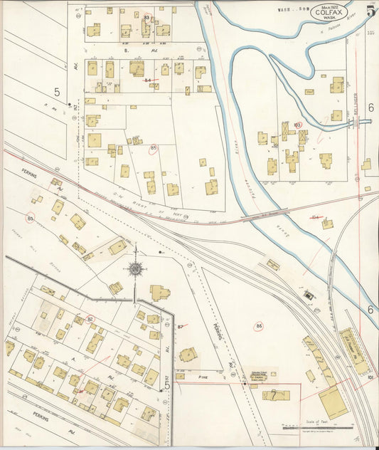 Sanborn Fire Insurance Map from Colfax, Whitman County, Washington (1939), Sheet #0005 - Historic Sanborn Fire Insurance Map Print, vintage old map wall art, antique decor, genealogy gift, Washington Washington map