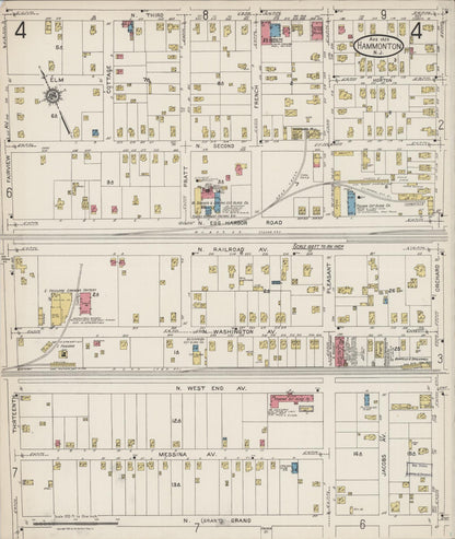 Sanborn Fire Insurance Map from Hammonton, Atlantic County, New Jersey (1923), Sheet #0004 - Historic Sanborn Fire Insurance Map Print, vintage old map wall art, antique decor, genealogy gift, New Jersey New Jersey map