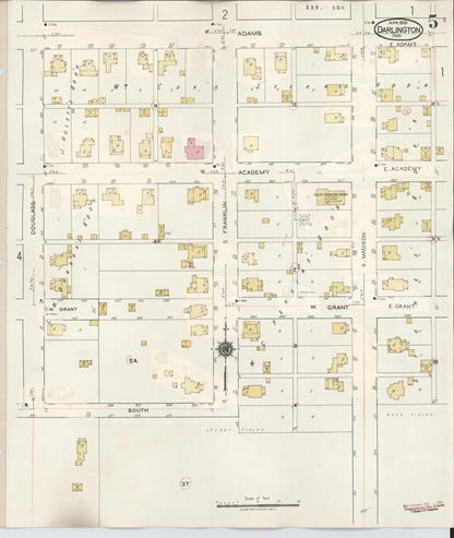 Sanborn Fire Insurance Map from Darlington, Montgomery County, Indiana (1942), Sheet #0005 - Historic Sanborn Fire Insurance Map Print, vintage old map wall art, antique decor, genealogy gift, Indiana Indiana map
