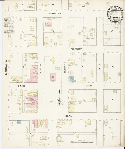 Sanborn Fire Insurance Map from Sidney, Fremont County, Iowa (1886), Sheet #0001 - Historic Sanborn Fire Insurance Map Print, vintage old map wall art