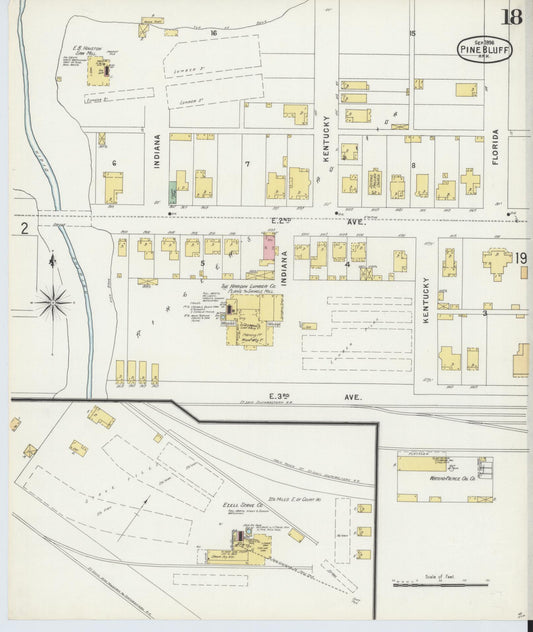 Sanborn Fire Insurance Map from Pine Bluff, Jefferson County, Arkansas (1896), Sheet #0018 - Historic Sanborn Fire Insurance Map Print, vintage old map wall art, antique decor, genealogy gift, Arkansas Arkansas map