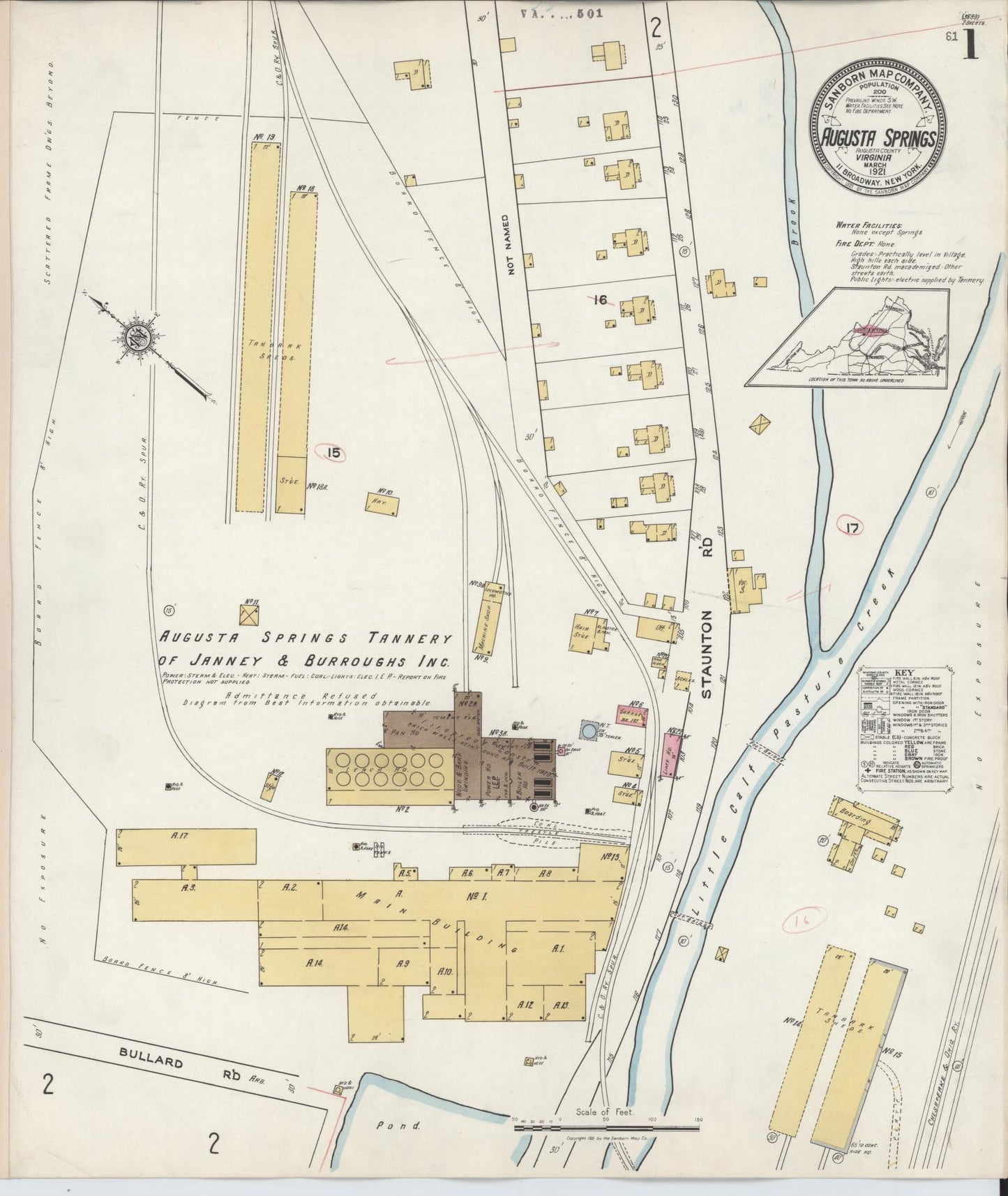 Sanborn Fire Insurance Map from Augusta Springs, Augusta County, Virginia. (1921) – Historic Sanborn Fire Insurance Map Print