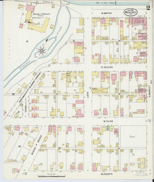 Sanborn Fire Insurance Map from Waverly, Pike County, Ohio (1897), Sheet #0002 - Historic Sanborn Fire Insurance Map Print, vintage old map wall art, antique decor, genealogy gift, Ohio Ohio map