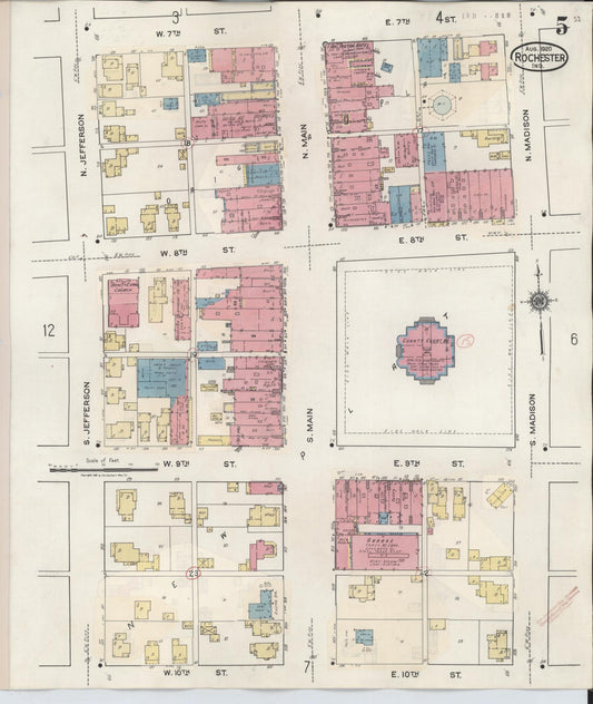 Sanborn Fire Insurance Map from Rochester, Fulton County, Indiana (1942), Sheet #0005 - Historic Sanborn Fire Insurance Map Print, vintage old map wall art, antique decor, genealogy gift, Indiana Indiana map