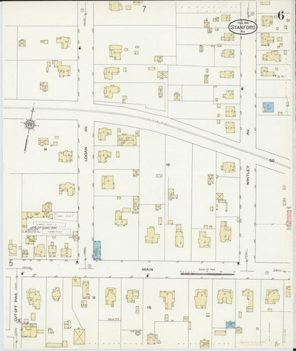 Sanborn Fire Insurance Map from Stanford, Lincoln County, Kentucky (1914), Sheet #0006 - Complete Map Set gallery image, historic Sanborn map, vintage wall art, Kentucky Kentucky