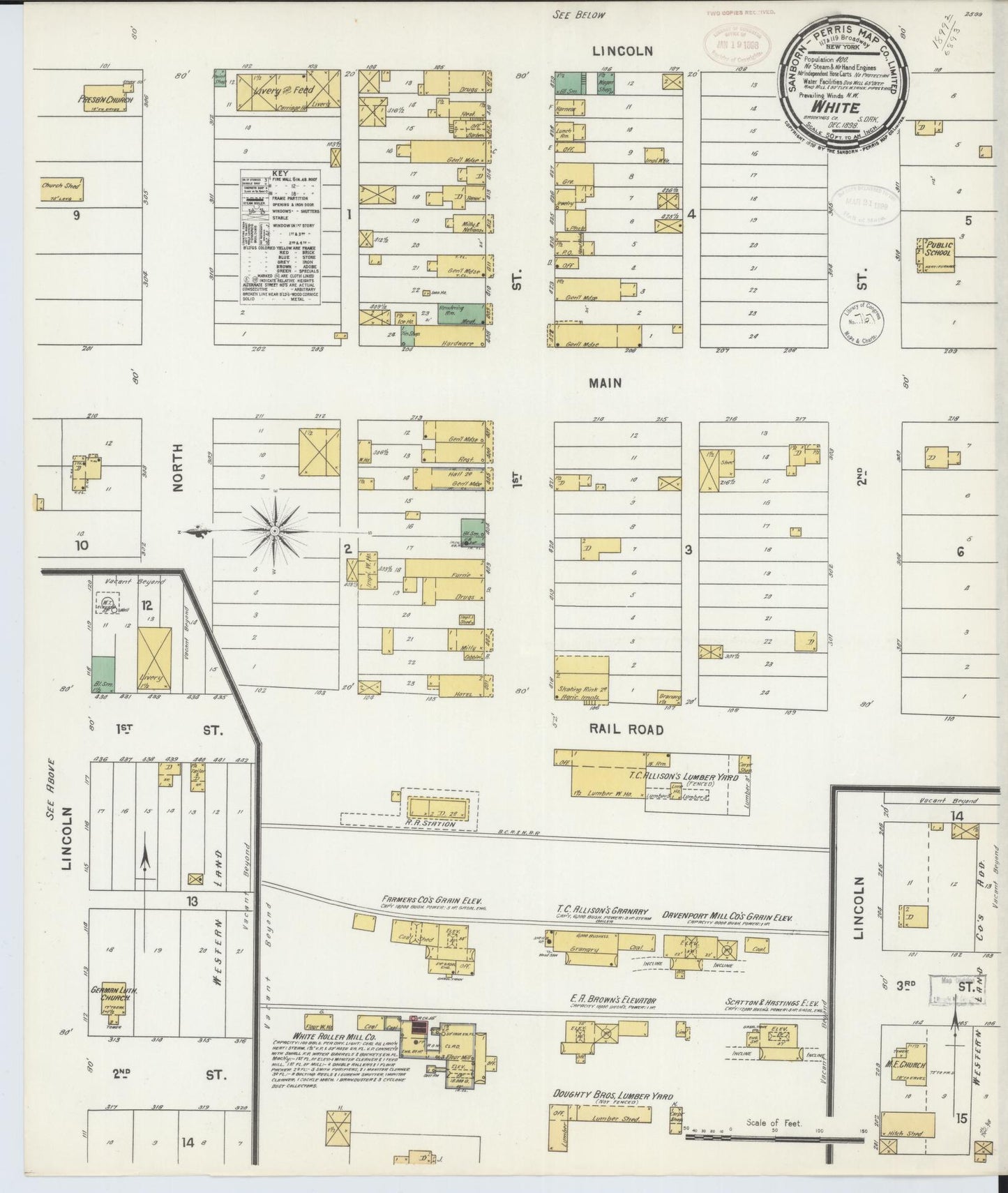 Sanborn Fire Insurance Map from White, Brookings County, South Dakota (1898), Sheet #0001 - Historic Sanborn Fire Insurance Map Print, vintage old map wall art, antique decor, genealogy gift, South Dakota South Dakota map