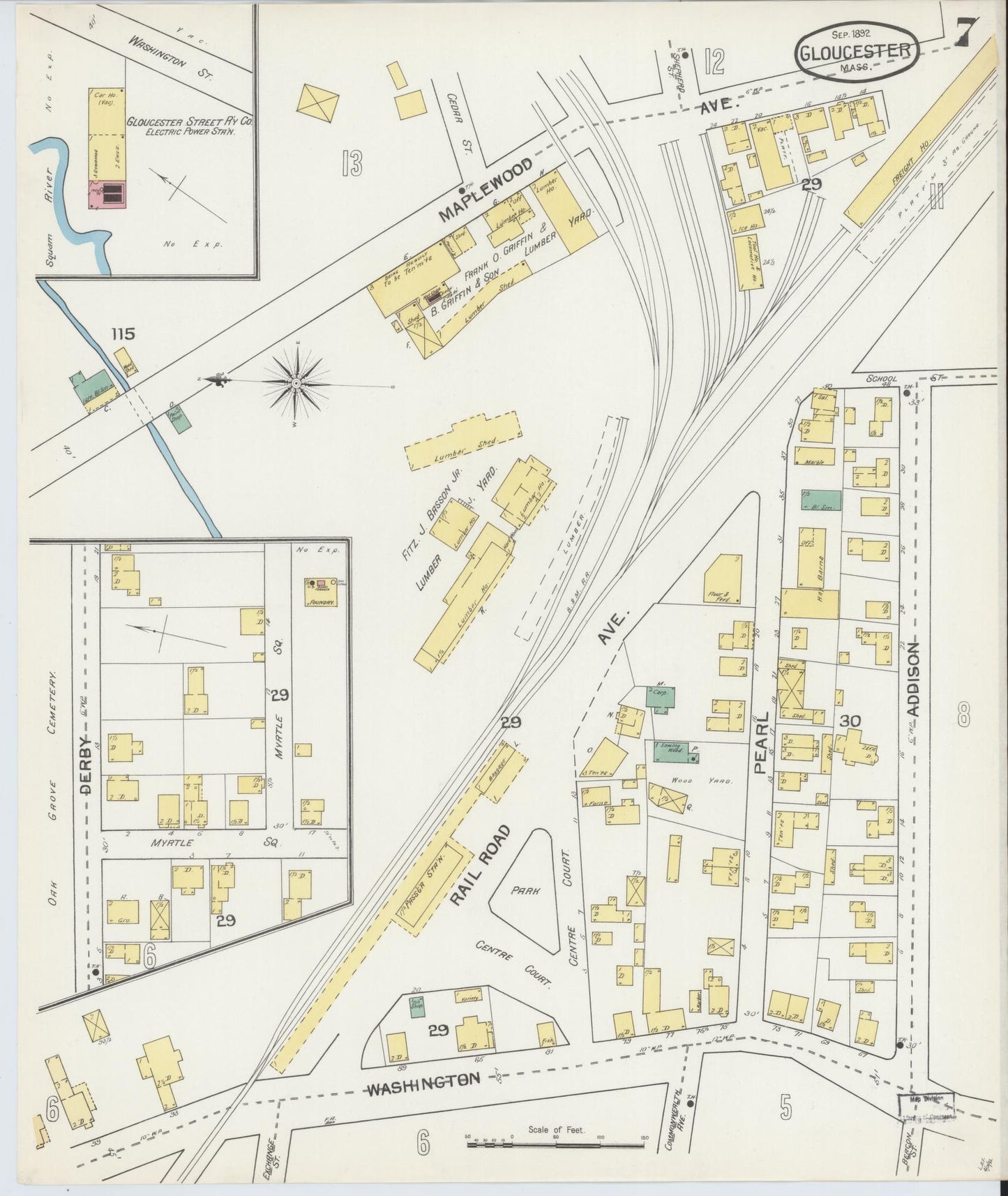 Sanborn Fire Insurance Map from Gloucester, Essex County, Massachusetts (1892), Sheet #0007 - Complete Map Set gallery image, historic Sanborn map, vintage wall art, Massachusetts Massachusetts
