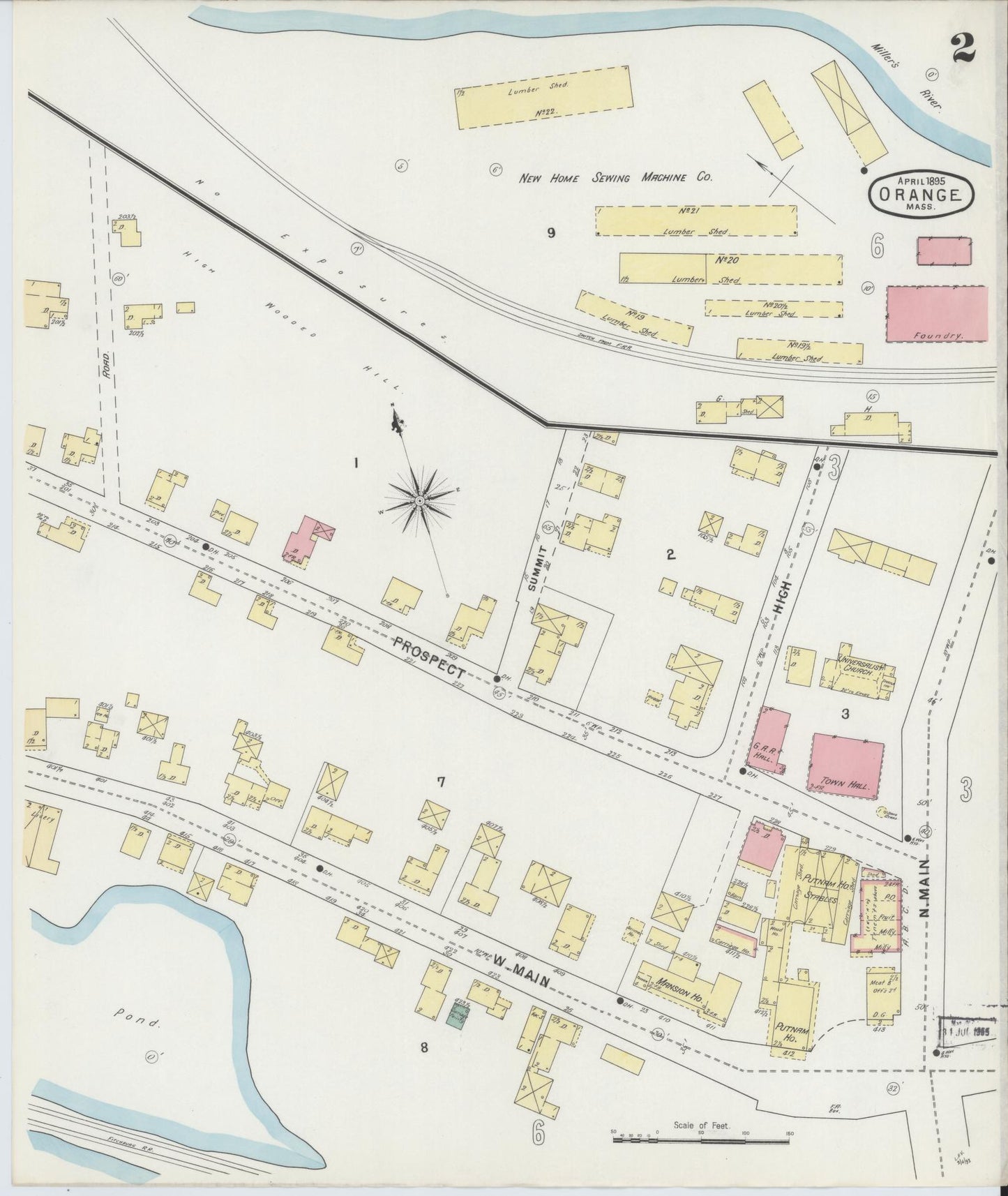 Sanborn Fire Insurance Map from Orange, Franklin County, Massachusetts (1895), Sheet #0002 - Complete Map Set gallery image, historic Sanborn map, vintage wall art, Massachusetts Massachusetts