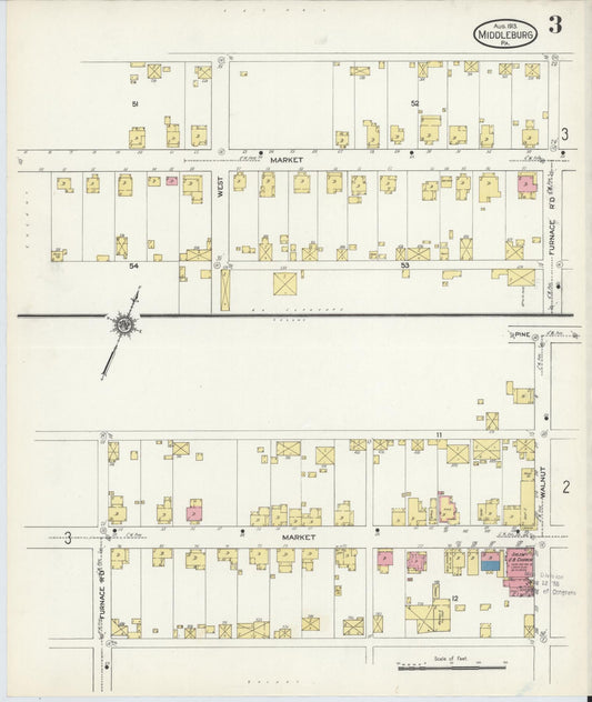 Sanborn Fire Insurance Map from Middleburg, Snyder County, Pennsylvania (1913), Sheet #0003 - Historic Sanborn Fire Insurance Map Print, vintage old map wall art, antique decor, genealogy gift, Pennsylvania Pennsylvania map