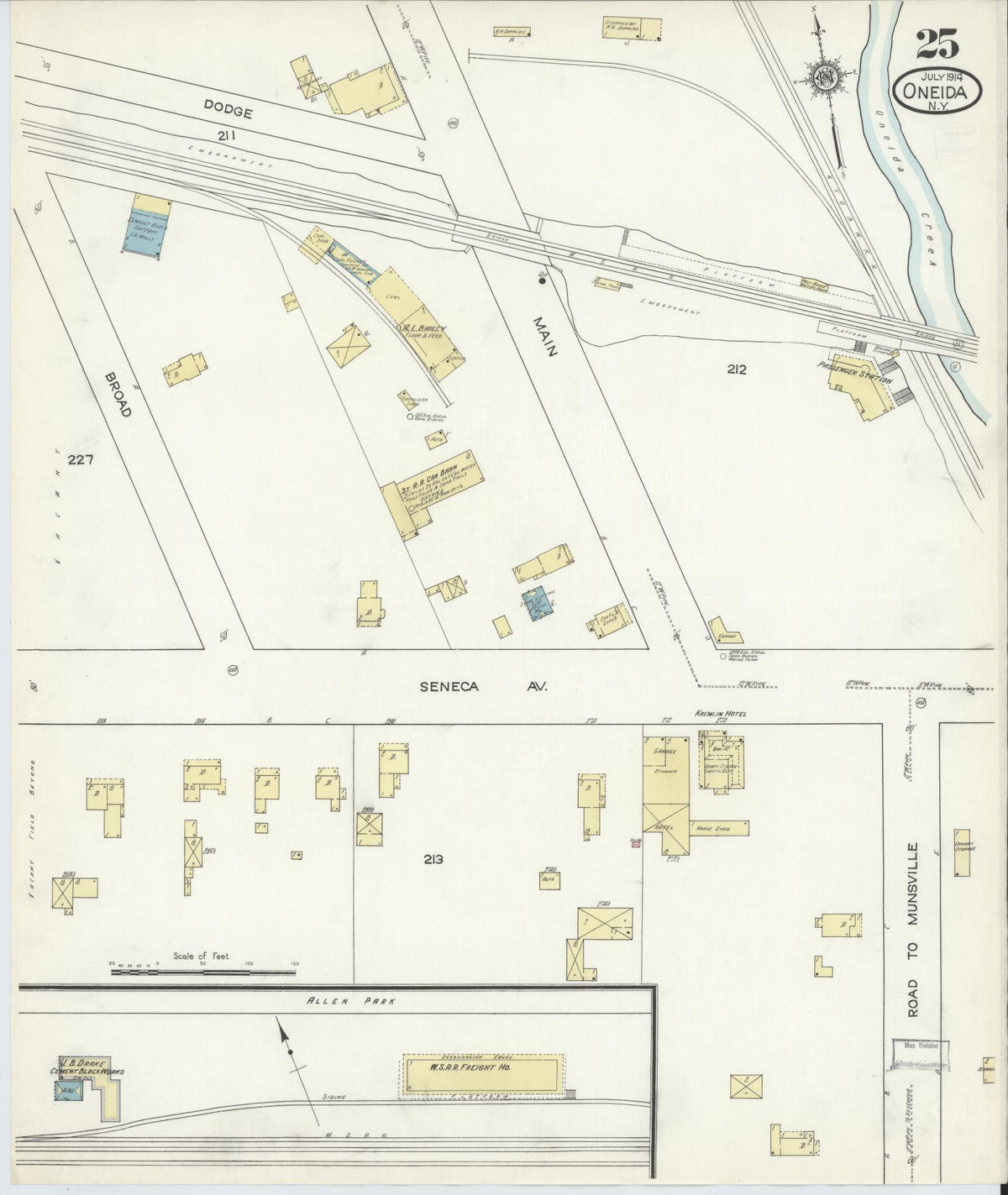 Sanborn Fire Insurance Map from Oneida, Madison County, New York (1914), Sheet #0025 - Historic Sanborn Fire Insurance Map Print, vintage old map wall art, antique decor, genealogy gift, New York New York map