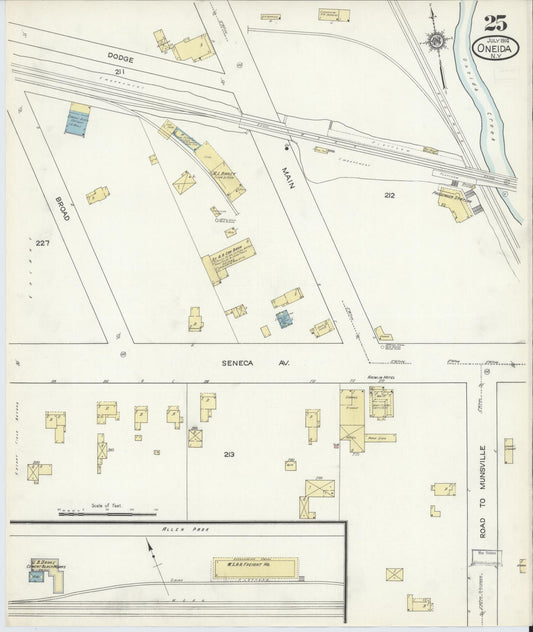 Sanborn Fire Insurance Map from Oneida, Madison County, New York (1914), Sheet #0025 - Historic Sanborn Fire Insurance Map Print, vintage old map wall art, antique decor, genealogy gift, New York New York map