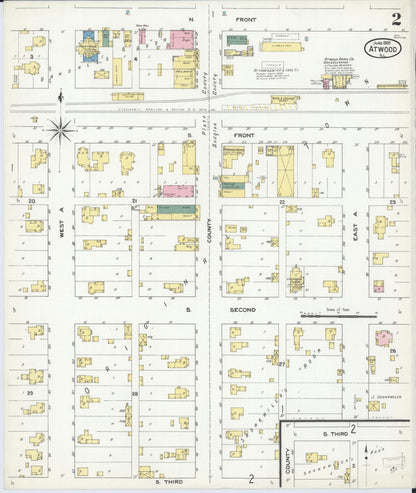 Sanborn Fire Insurance Map from Atwood, Douglas And Piatt Counties, Illinois (1909), Sheet #0002 - Complete Map Set gallery image, historic Sanborn map, vintage wall art, Illinois Illinois