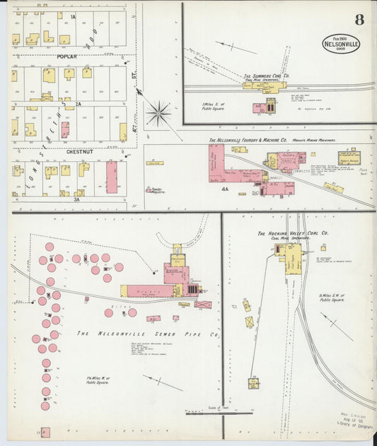 Sanborn Fire Insurance Map from Nelsonville, Athens County, Ohio (1900), Sheet #0008 - Historic Sanborn Fire Insurance Map Print, vintage old map wall art, antique decor, genealogy gift, Ohio Ohio map