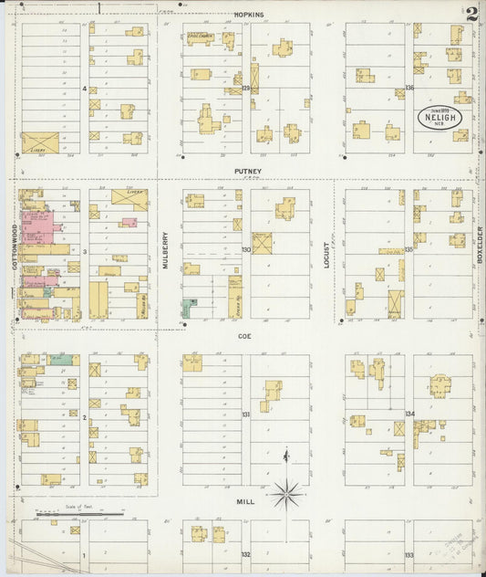 Sanborn Fire Insurance Map from Neligh, Antelope County, Nebraska (1899), Sheet #0002 - Historic Sanborn Fire Insurance Map Print, vintage old map wall art, antique decor, genealogy gift, Nebraska Nebraska map