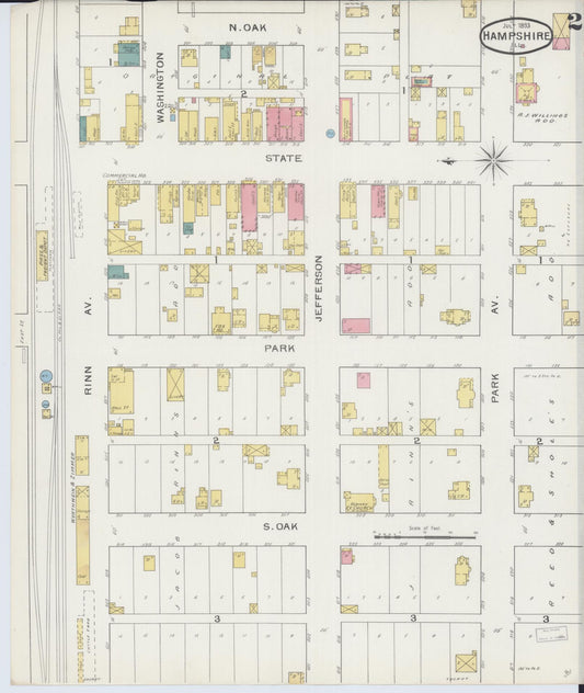 Sanborn Fire Insurance Map from Hampshire, Kane County, Illinois (1893), Sheet #0002 - Historic Sanborn Fire Insurance Map Print, vintage old map wall art, antique decor, genealogy gift, Illinois Illinois map