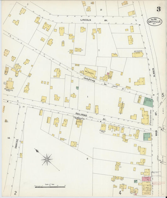 Sanborn Fire Insurance Map from Sayville, Suffolk County, New York (1902), Sheet #0003 - Historic Sanborn Fire Insurance Map Print, vintage old map wall art, antique decor, genealogy gift, New York New York map