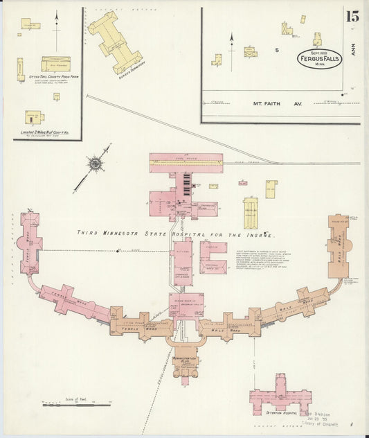 Sanborn Fire Insurance Map from Fergus Falls, Otter Tail County, Minnesota (1909), Sheet #0015 - Historic Sanborn Fire Insurance Map Print, vintage old map wall art, antique decor, genealogy gift, Minnesota Minnesota map