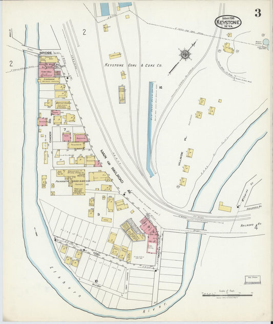 Sanborn Fire Insurance Map from Keystone, Mcdowell County, West Virginia (1918), Sheet #0003 - Historic Sanborn Fire Insurance Map Print, vintage old map wall art, antique decor, genealogy gift, West Virginia West Virginia map