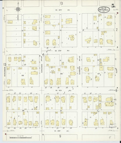 Sanborn Fire Insurance Map from Mitchell, Davison County, South Dakota (1914), Sheet #0005 - Complete Map Set gallery image, historic Sanborn map, vintage wall art, South Dakota South Dakota