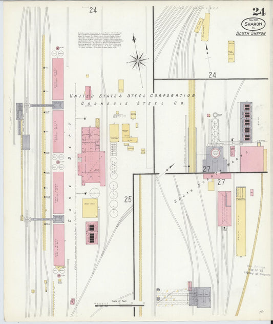 Sanborn Fire Insurance Map from Sharon, Mercer County, Pennsylvania. (1908), Sheet 24 – Historic Sanborn Fire Insurance Map Print