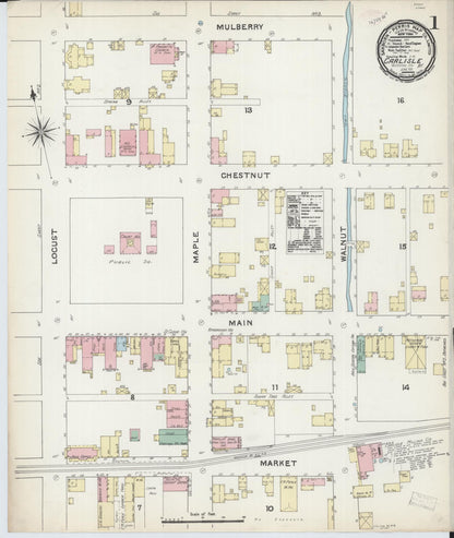 Sanborn Fire Insurance Map from Carlisle, Nicholas County, Kentucky (1891), Sheet #0001 - Complete Map Set gallery image, historic Sanborn map, vintage wall art, Kentucky Kentucky