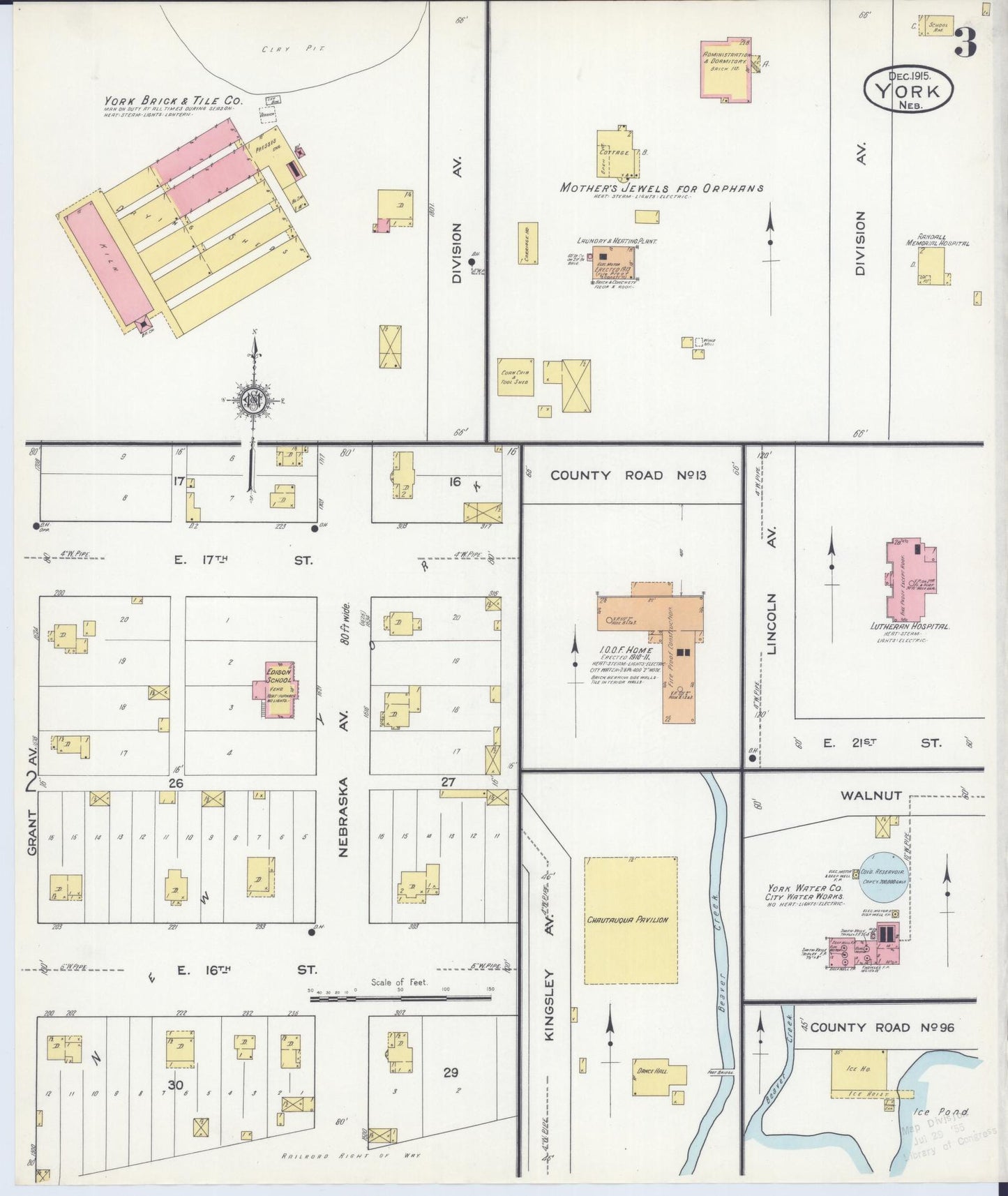 Sanborn Fire Insurance Map from York, York County, Nebraska (1915), Sheet #0003 - Complete Map Set gallery image, historic Sanborn map, vintage wall art, Nebraska Nebraska