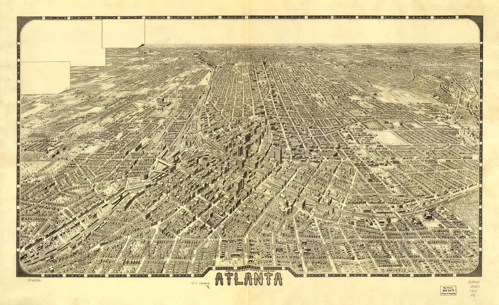 Atlanta. (1919) – Historic Bird’s-Eye View Panorama Print