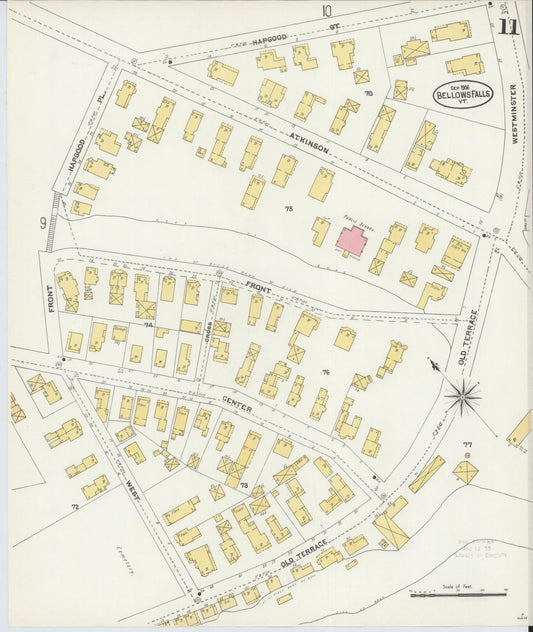 Sanborn Fire Insurance Map from Bellows Falls, Windham County, Vermont (1906), Sheet #0011 - Historic Sanborn Fire Insurance Map Print, vintage old map wall art, antique decor, genealogy gift, Vermont Vermont map