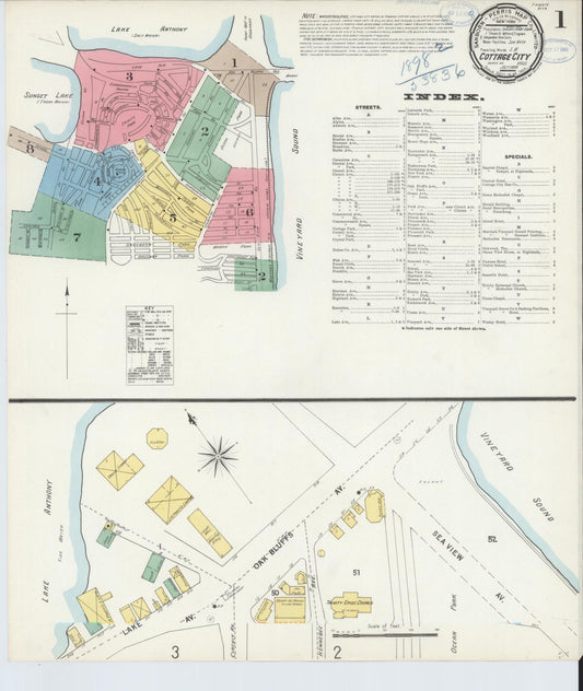 Sanborn Fire Insurance Map from Cottage City, Dukes County, Massachusetts (1898), Sheet #0001 - Historic Sanborn Fire Insurance Map Print, vintage old map wall art, antique decor, genealogy gift, Massachusetts Massachusetts map