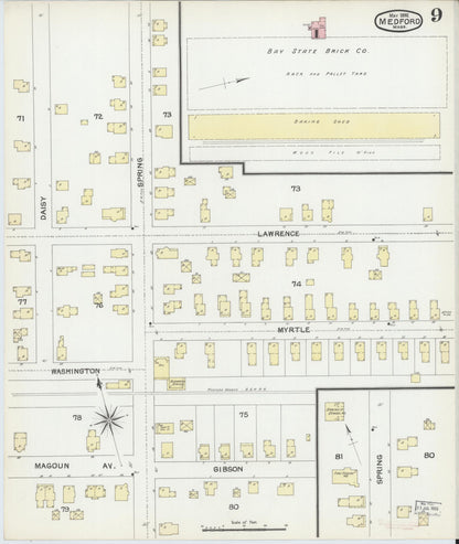 Sanborn Fire Insurance Map from Medford, Middlesex County, Massachusetts (1892), Sheet #0009 - Complete Map Set gallery image, historic Sanborn map, vintage wall art, Massachusetts Massachusetts