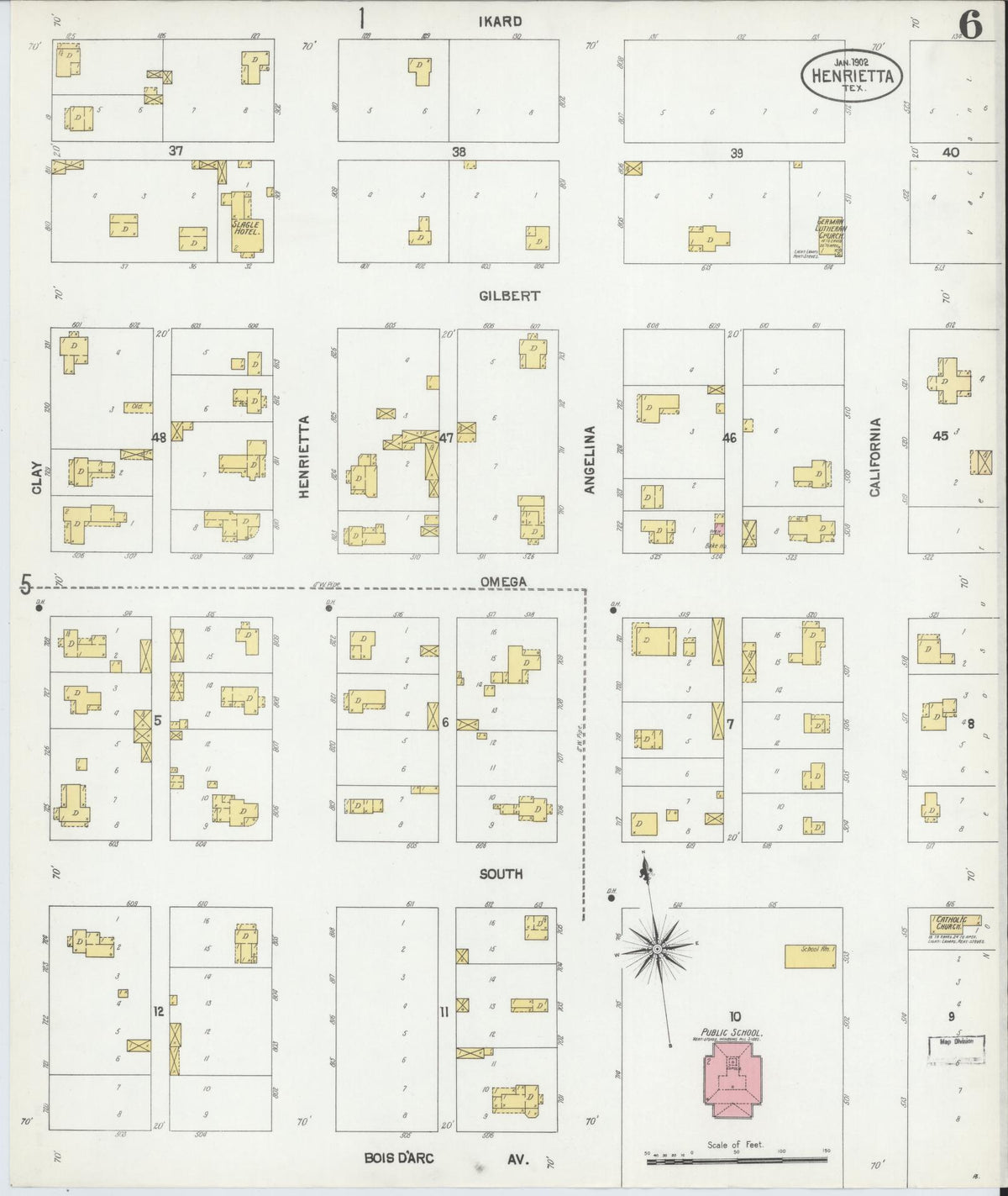 Sanborn Fire Insurance Map from Henrietta, Clay County, Texas (1902), Sheet #0006 - Historic Sanborn Fire Insurance Map Print, vintage old map wall art, antique decor, genealogy gift, Texas Texas map
