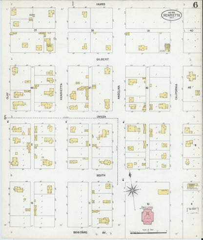 Sanborn Fire Insurance Map from Henrietta, Clay County, Texas (1902), Sheet #0006 - Historic Sanborn Fire Insurance Map Print, vintage old map wall art, antique decor, genealogy gift, Texas Texas map