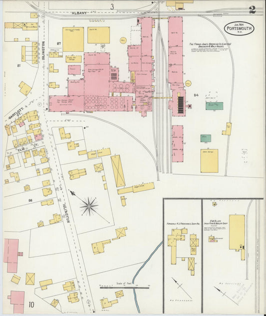 Sanborn Fire Insurance Map from Portsmouth, Rockingham County, New Hampshire (1904), Sheet #0002 - Historic Sanborn Fire Insurance Map Print, vintage old map wall art, antique decor, genealogy gift, New Hampshire New Hampshire map