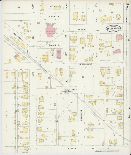 Sanborn Fire Insurance Map from Mount Vernon, Jefferson County, Illinois (1897), Sheet #0007 - Historic Sanborn Fire Insurance Map Print, vintage old map wall art, antique decor, genealogy gift, Illinois Illinois map