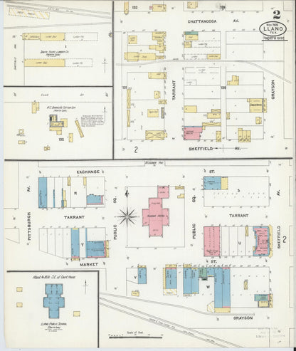 Sanborn Fire Insurance Map from Llano, Llano County, Texas (1905), Sheet #0002 - Historic Sanborn Fire Insurance Map Print, vintage old map wall art, antique decor, genealogy gift, Texas Texas map