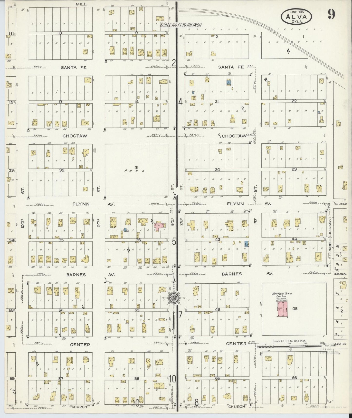 Sanborn Fire Insurance Map from Alva, Woods County, Oklahoma (1914), Sheet #0009 - Complete Map Set gallery image, historic Sanborn map, vintage wall art, Oklahoma Oklahoma