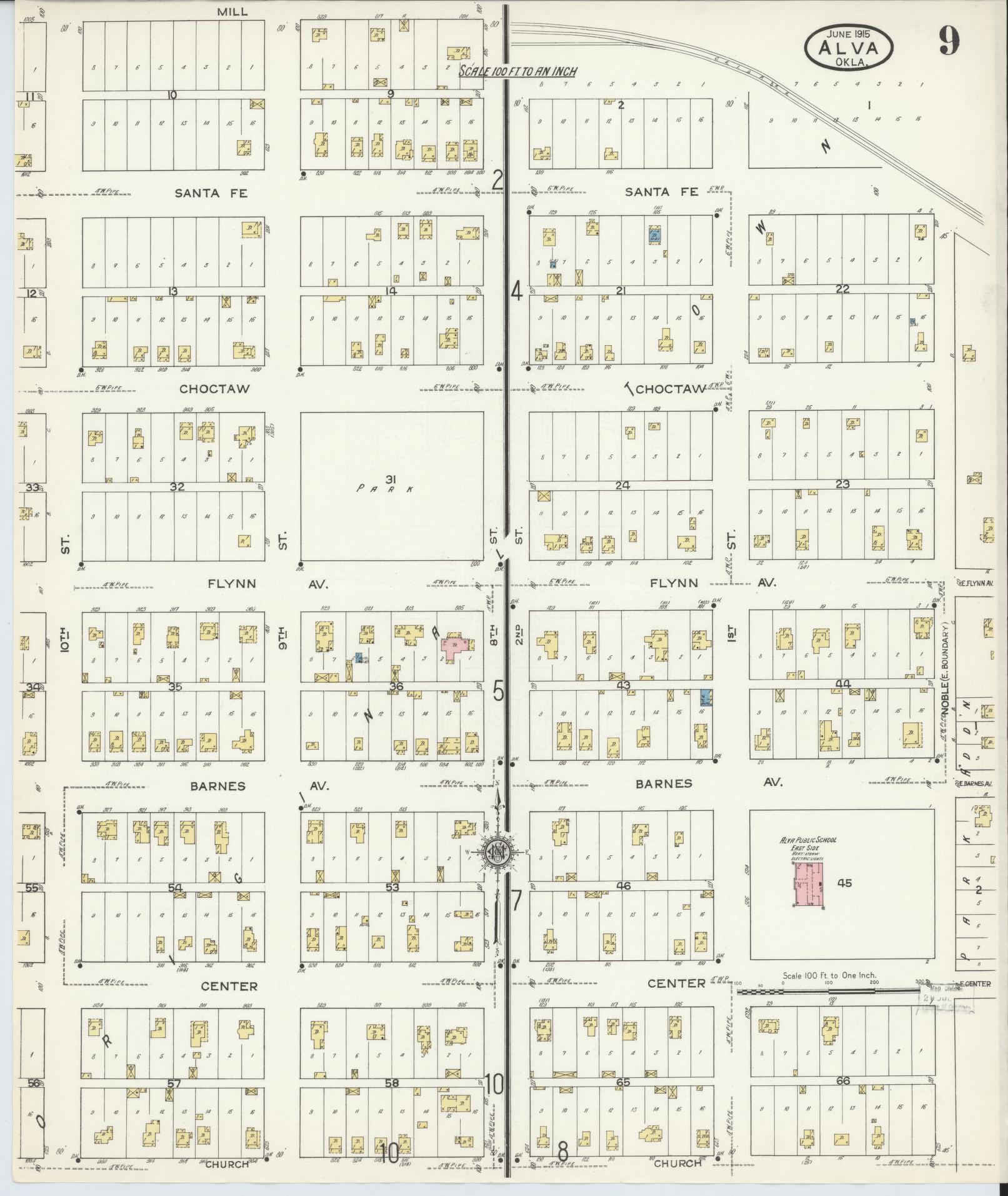Sanborn Fire Insurance Map from Alva, Woods County, Oklahoma (1914), Sheet #0009 - Complete Map Set gallery image, historic Sanborn map, vintage wall art, Oklahoma Oklahoma