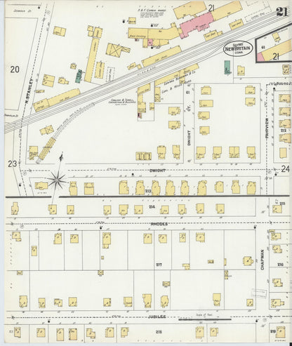 Sanborn Fire Insurance Map from New Britain, Hartford County, Connecticut (1901), Sheet #0021 - Complete Map Set gallery image, historic Sanborn map, vintage wall art, Connecticut Connecticut