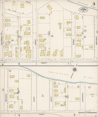 Sanborn Fire Insurance Map from Redding, Shasta County, California (1912), Sheet #0003 - Complete Map Set gallery image, historic Sanborn map, vintage wall art, California California