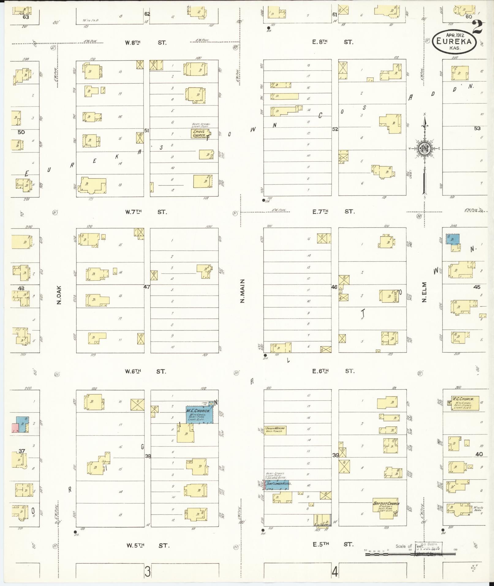 Sanborn Fire Insurance Map from Eureka, Greenwood County, Kansas (1912), Sheet #0002 - Historic Sanborn Fire Insurance Map Print, vintage old map wall art, antique decor, genealogy gift, Kansas Kansas map