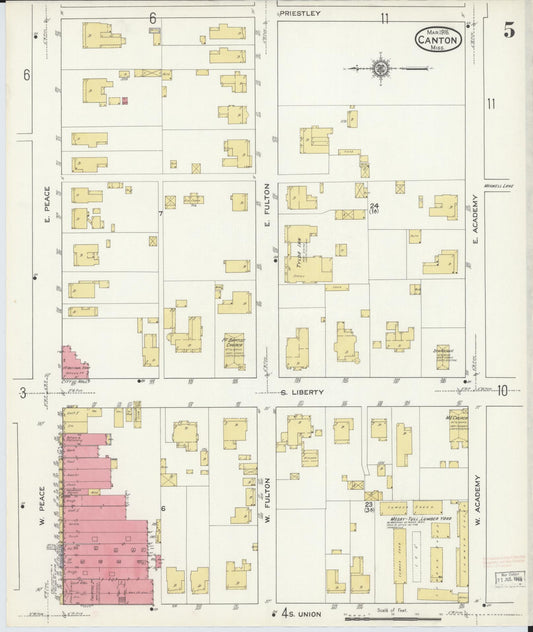 Sanborn Fire Insurance Map from Canton, Madison County, Mississippi (1916), Sheet #0005 - Historic Sanborn Fire Insurance Map Print, vintage old map wall art, antique decor, genealogy gift, Mississippi Mississippi map