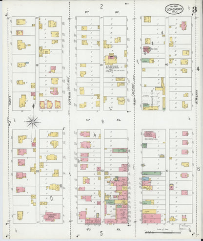 Sanborn Fire Insurance Map from Longmont, Boulder County, Colorado (1900), Sheet #0003 - Complete Map Set gallery image, historic Sanborn map, vintage wall art, Colorado Colorado