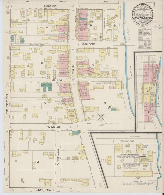 Sanborn Fire Insurance Map from New Iberia, Iberia Parish, Louisiana. (1885) – Historic Sanborn Fire Insurance Map Print