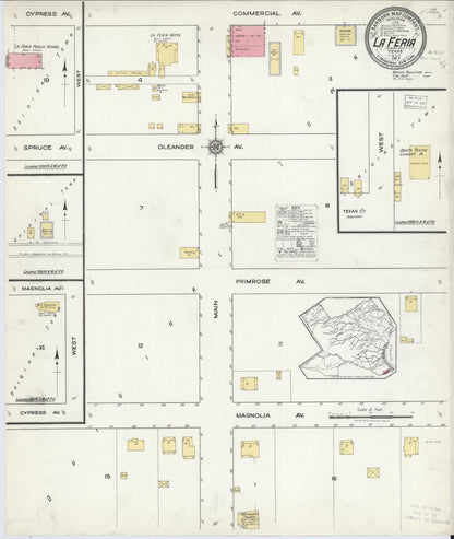 Sanborn Fire Insurance Map from La Feria, Cameron County, Texas (1917), Sheet #0001 - Historic Sanborn Fire Insurance Map Print, vintage old map wall art, antique decor, genealogy gift, Texas Texas map